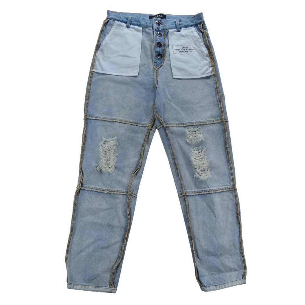 Akira Eccentric Inside Out Distressed Jeans Light Wash Button Fly Size M